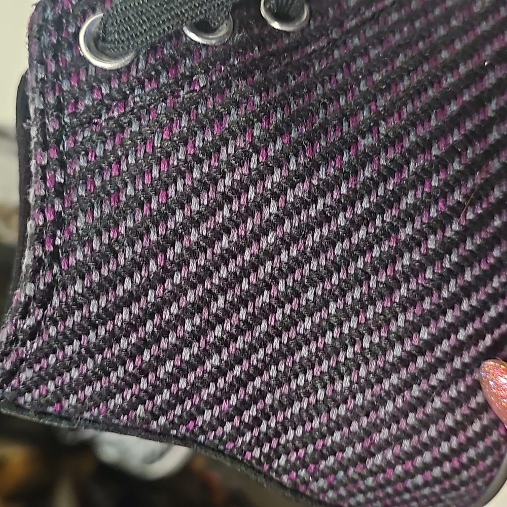 Converse men 7 women 9 black purple blue knit weave canvas lined sneakers - Picture 7 of 14